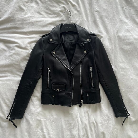 RUDSAK Women’s Moto Noir Black Leather Jacket Zip Up Size P/S - Picture 1 of 10